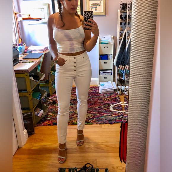 Madewell 9” Mid-Rise Button Skinny Jean Size 27 Pure White - Picture 13 of 13